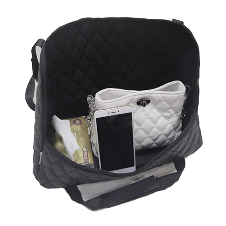 OEM حامل حقيبة يد جلدية للسيارة بين المقاعد لتناول وجبة خفيفة لملحقات المحفظة للسيارة للفتيات والأطفال مُصنِّع منظم السيارة الأسود المطرز