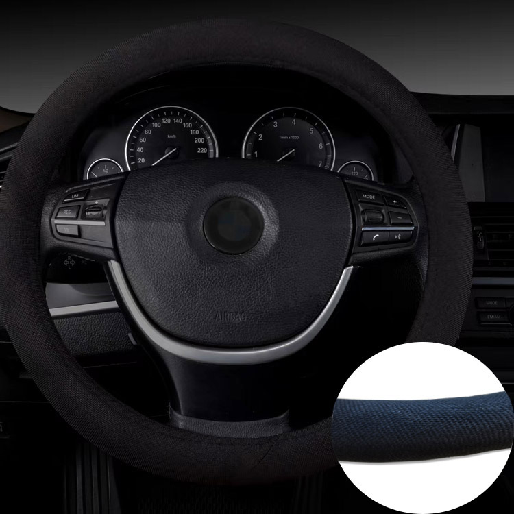  جميل أربعة فصول العام القطن والكتان النسيج وغطاء عجلة قيادة السيارة عالية الجودة عدم الانزلاق مع نمط التطريز