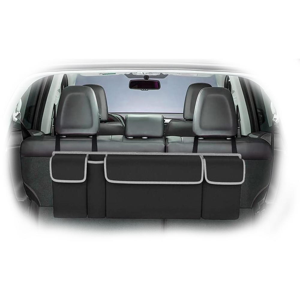 منظم صندوق السيارة الخلفي القابل للطي من أمازون أفضل بائع 600D أكسفورد حقيبة تخزين قابلة للتعليق مع 4 جيوب منظم متعدد الوظائف للسيارة