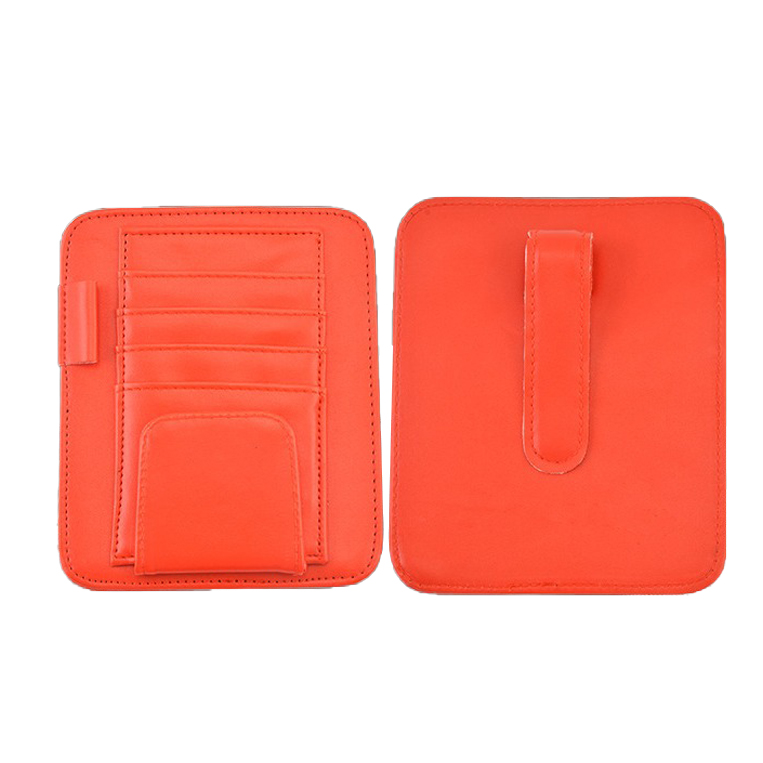 جيب حاجب السيارة والإكسسوارات الداخلية لتخزين السيارة ومنظم مع منظم حاجب الشمس للسيارة متعدد الجيوب من جلد البولي يوريثان للنظارات الشمسية