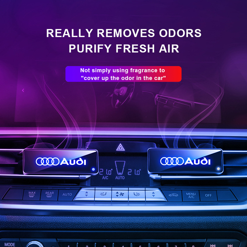 منفذ الهواء للسيارة ضوء الغلاف الجوي مصباح رائحة السيارة سيارة عطر مكيف الهواء منفذ الهواء LED شعار السيارة المزاج ضوء