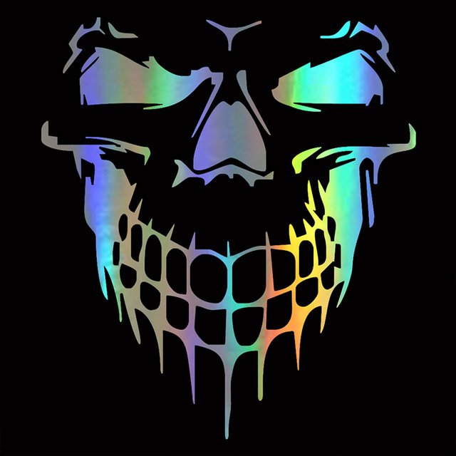 ملصقات عاكسة للسيارة غطاء خزان الوقود برأس الجمجمة مع نافذة زخرفة جسم السيارة غطاء رأس مع ليزر ملون