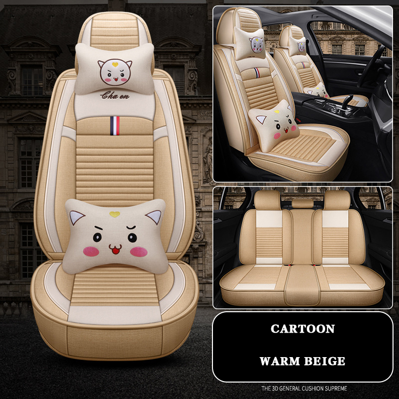 الكتان العالمي 5 مقاعد أغطية مقعد السيارة الحماية الكاملة 