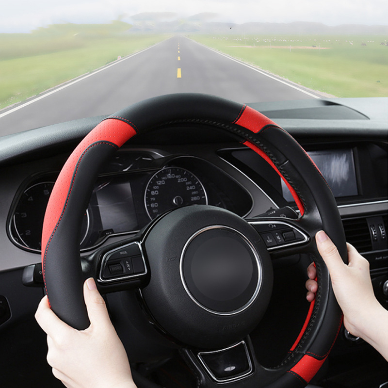  غطاء عجلة قيادة السيارة من الجلد المصنوع من الألياف الدقيقة عالمي قابل للتنفس ومضاد للانزلاق غطاء عجلة قيادة السيارة للرجال