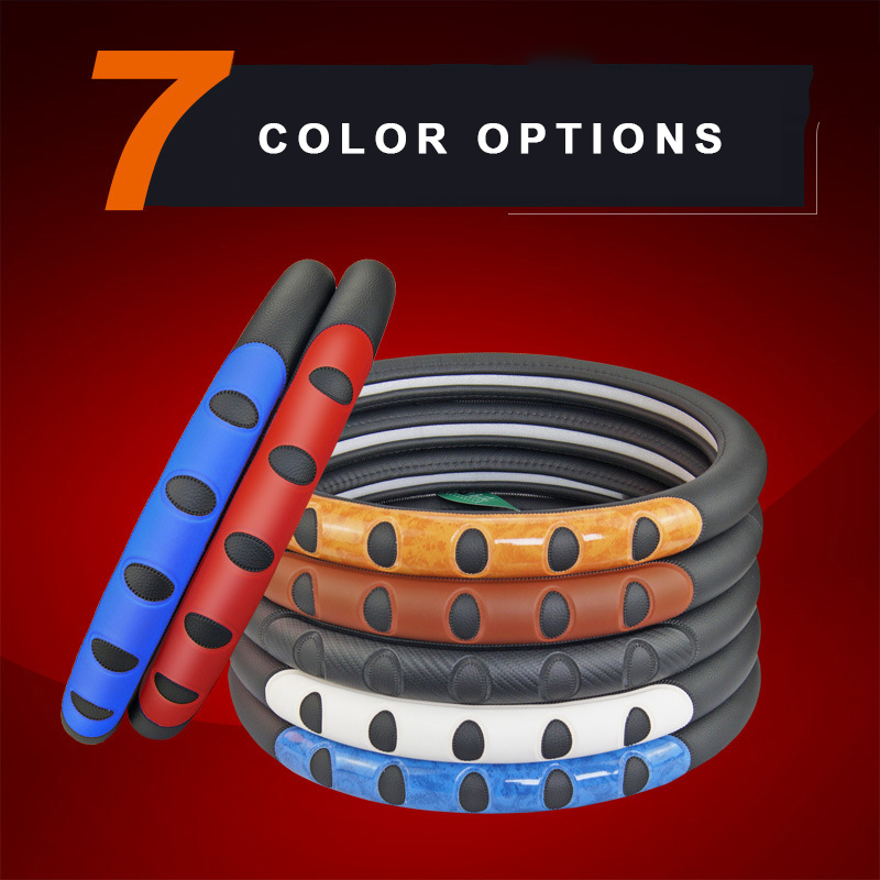 غطاء عجلة قيادة من الجلد مقاس 38 سم يناسب 98٪ سيارات ، تصميم مريح ومضاد للانزلاق