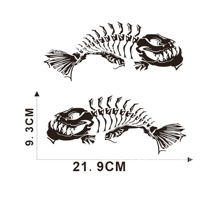 شارات هيكل عظمي لصيد الأسماك ملصقات رسومية لصيد سمك القرش وقارب ملح لجسم السيارة ملصقات سحب الزهور
