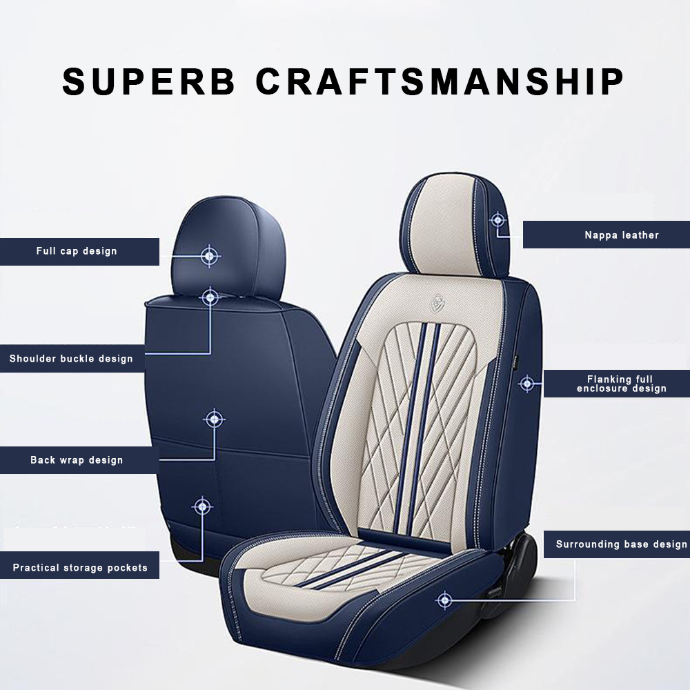مجموعة كاملة من غطاء مقعد السيارة العالمي القابل للتنفس من نابا الشبكي، 5 مقاعد مناسبة لأربعة مواسم