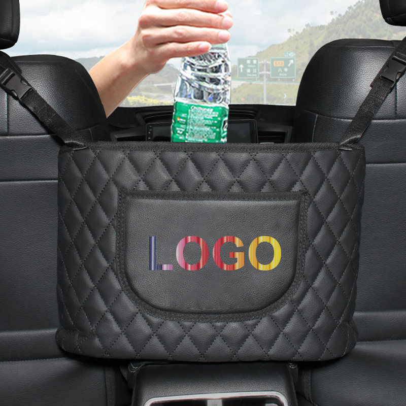 شعار مخصص طباعة جلد PVC حامل حقيبة يد السيارة بين المقاعد الخلفي التخزين المنظم حامل المحفظة لوحدة التحكم المقعد الأمامي حقيبة تخزين للمقاعد الأمامية للسيارة لسيارات BMW