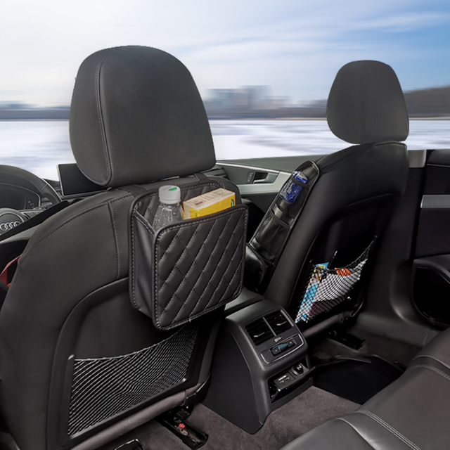 علبة قمامة للسيارة مقاومة للماء حقيبة قمامة للسيارة مصنوعة من الجلد سلة معلقة للسيارة ملحقات داخلية للسيارة قابلة للطي أشبين