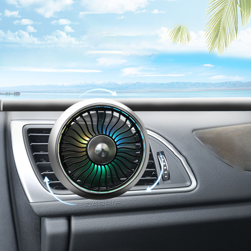 ABS العالمي سيارة تبريد مروحة 3 سرعات قابل للتعديل 5 فولت سيارة مروحة USB منفذ الهواء ولوحة القيادة سيارة مروحة مع ضوء ملون 