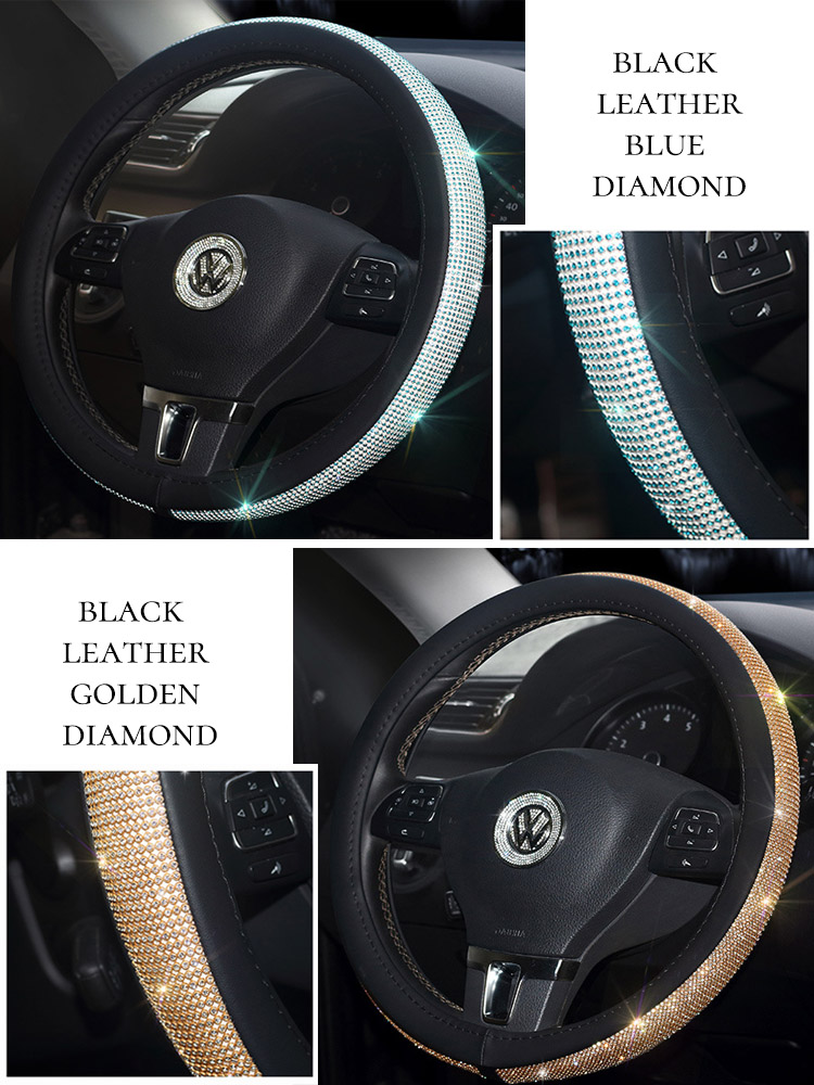 09 غطاء عجلة قيادة السيارة بأحجار الراين الكريستالية
