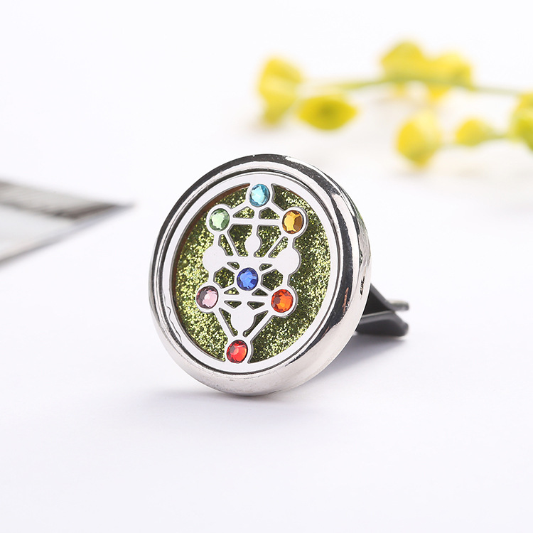 ناشر زيت عطري للعلاج بالروائح للسيارة مدلاة من الفولاذ المقاوم للصدأ مع وسادات لباد بمشبك تهوية 30 مللي متر منفذ هواء للسيارة ومشبك معطر هواء 