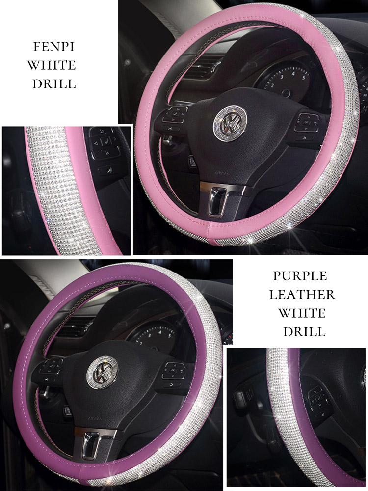 08 غطاء عجلة قيادة السيارة بأحجار الراين الكريستالية