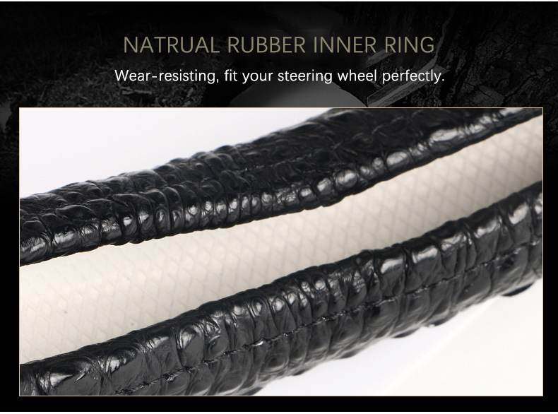 05 عجلة قيادة سيارة مخصصة من جلد التمساح الحقيقي