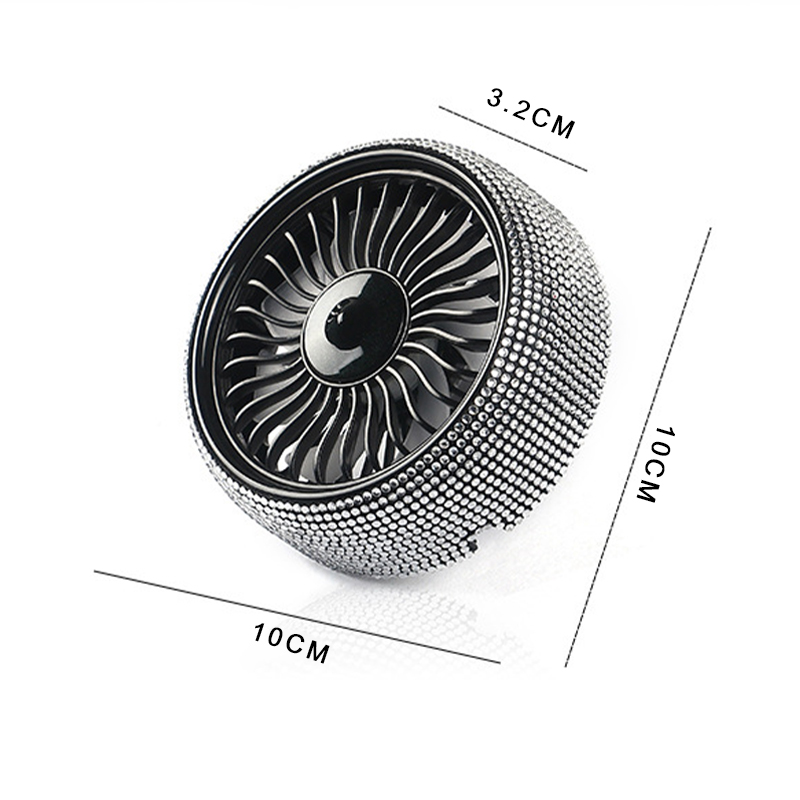 مروحة ماسية للسيارة لمنافذ USB الهواء، مروحة تبريد صغيرة للسيارة مع حجر الراين اللامع 