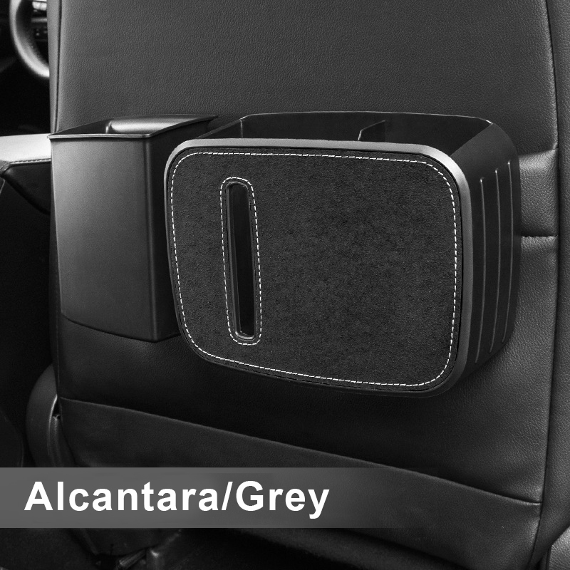 منظم سيارة الكانتارا للصف الخلفي صندوق مناديل مظلة جيب تخزين براءات الاختراع سلة مهملات صندوق تخزين كيس القمامة 