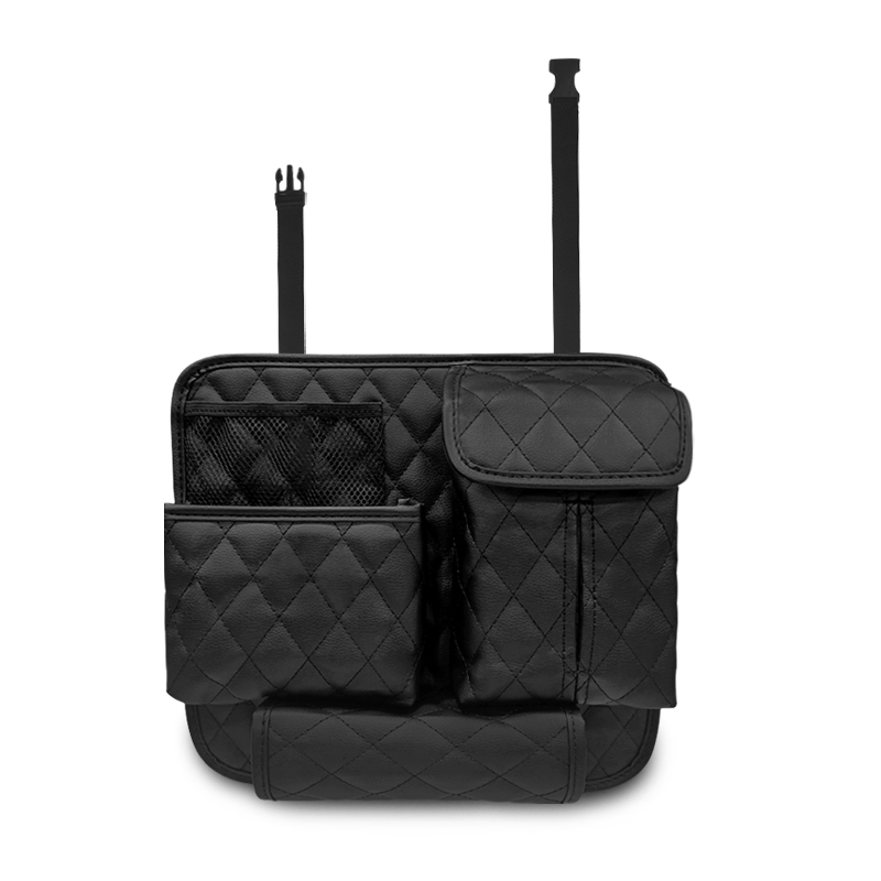 منظم المقعد الخلفي للسيارة ، حقيبة شبكية قابلة للإمساك بمنظم السيارة مع حزام منظم للمقعد الخلفي للسيارة ، حقيبة تخزين من الجلد ، حقيبة تخزين لمقعد السيارة من الجلد متعدد الوظائف