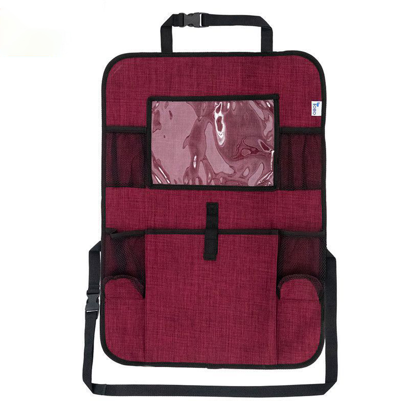 منظم المقعد الخلفي للسيارة مع جهاز لوحي يمكن لمسه لجهاز iPad رمادي 600D أكسفورد تخزين القماش حقيبة معلقة منظم المقعد الخلفي للسيارة الشركة المصنعة