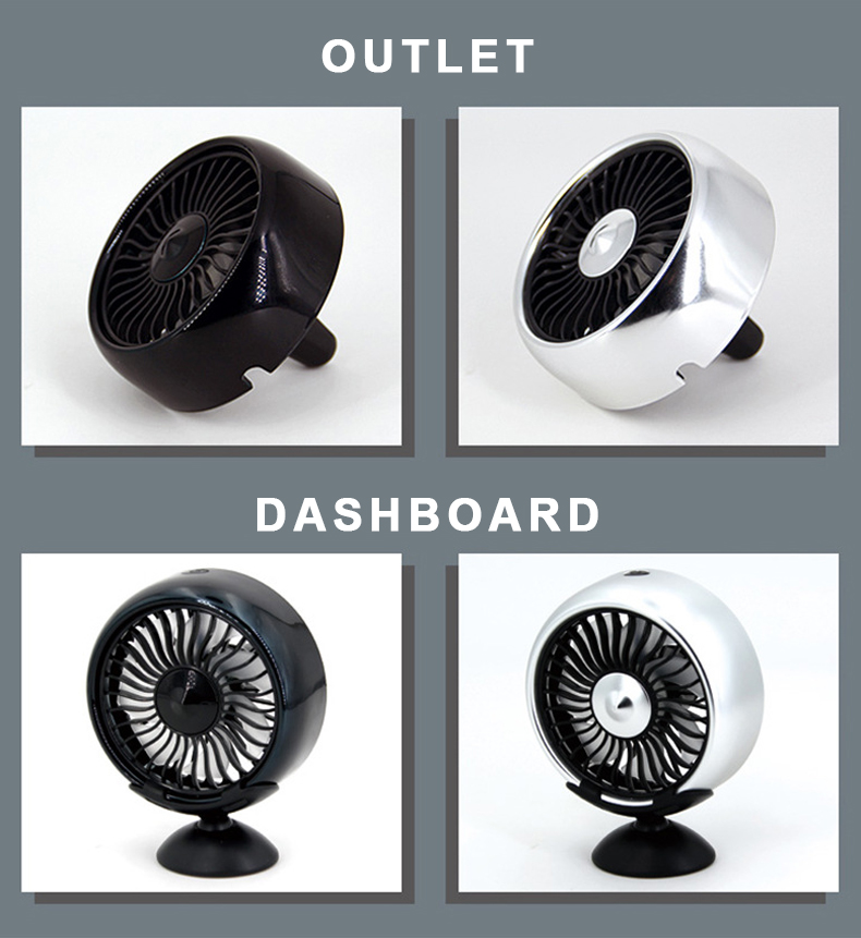 ABS العالمي سيارة تبريد مروحة 3 سرعات قابل للتعديل 5 فولت سيارة مروحة USB منفذ الهواء ولوحة القيادة سيارة مروحة مع ضوء ملون 