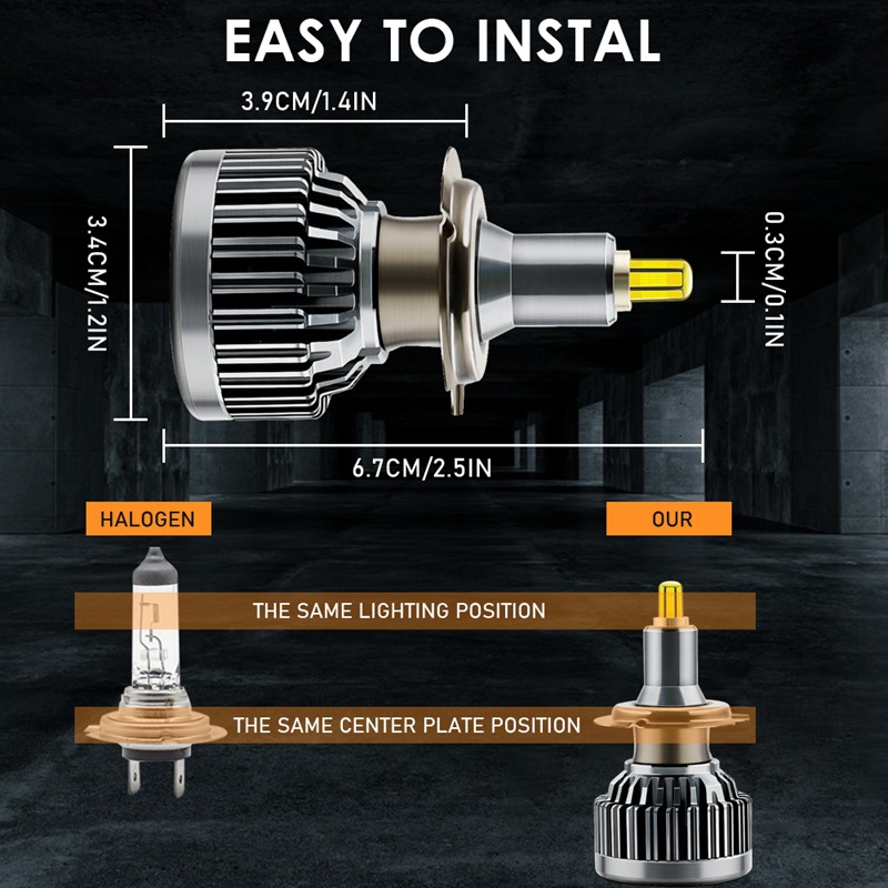  360 درجة السيارة المصابيح الأمامية H1/H4 LED ، تعديل مصباح السيارات H7/H11 Car LED المصابيح الأمامية 