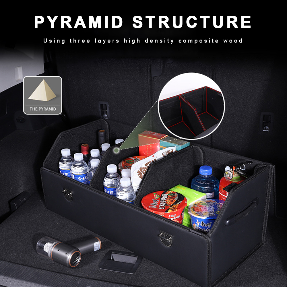 طبقة مزدوجة من جلد PVC مع قفل عقلي ممزوج بصندوق منظم لصندوق السيارة باللون الأبيض عالي الكثافة 