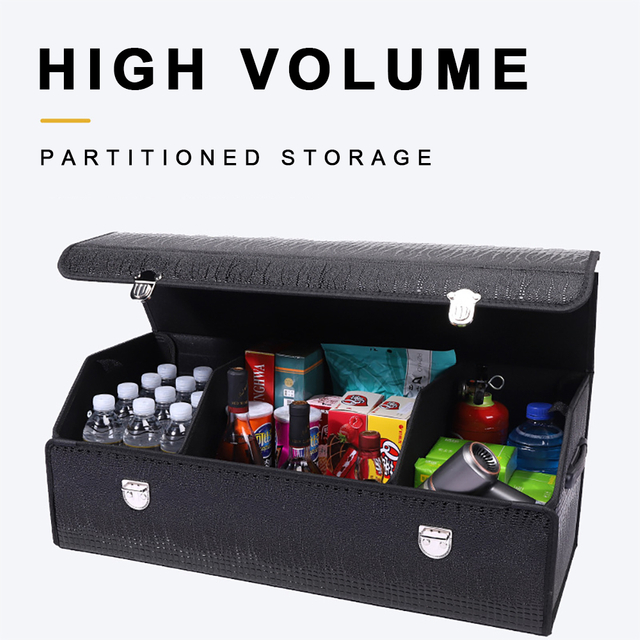 عالية الجودة التمساح الملمس بو نابا صندوق تخزين جلدي مع اقفال الصناديق العقلية متعددة الوظائف ودائم صندوق تخزين السيارة