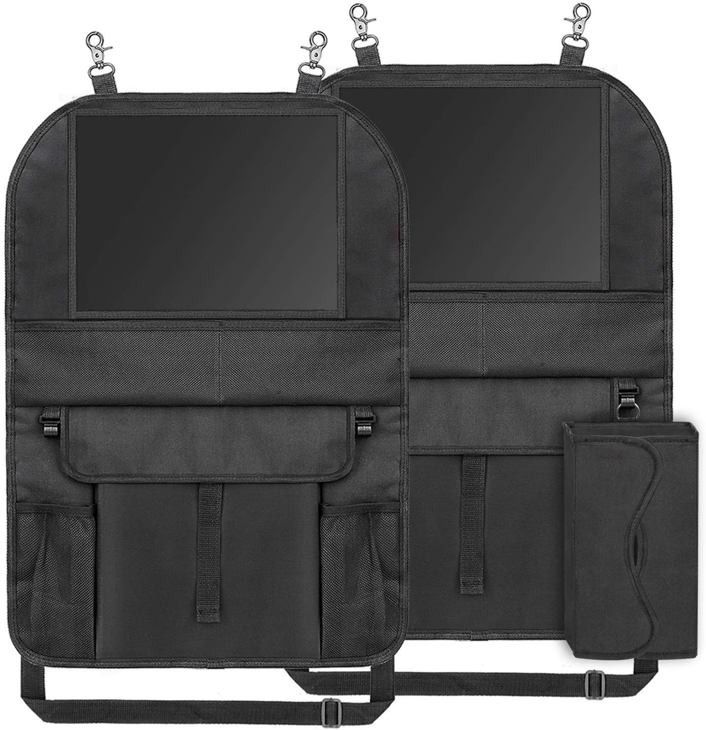 حقيبة تخزين معلقة قابلة للطي للسيارة مخصصة منظم أكسفورد مقاوم للركل مع 6 حوامل تخزين منظم المقعد الخلفي للسيارة