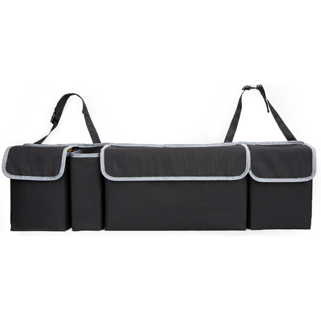 منظم صندوق السيارة الخلفي القابل للطي من أمازون أفضل بائع 600D أكسفورد حقيبة تخزين قابلة للتعليق مع 4 جيوب منظم متعدد الوظائف للسيارة
