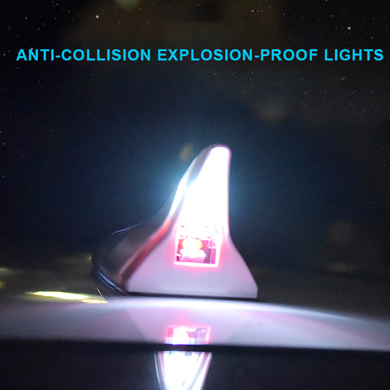 تزيين السيارة ضوء سمك القرش الشمسي زعنفة السقف سقف الذيل المعدل ضوء مضاد للانتعاش فلاش 8 أضواء