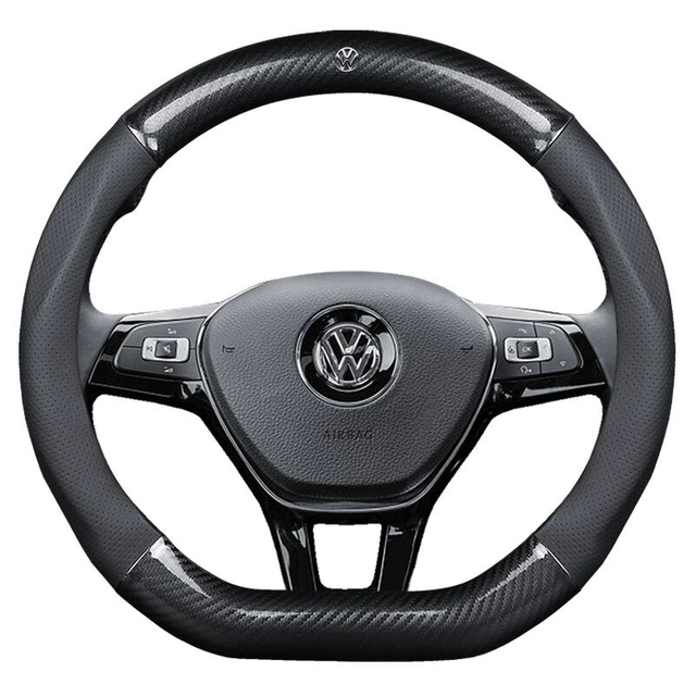 غطاء عجلة القيادة المتوسطة للسيارة من الجلد المصنوع من الألياف الدقيقة 14.5 '' - 15 '' أسود 