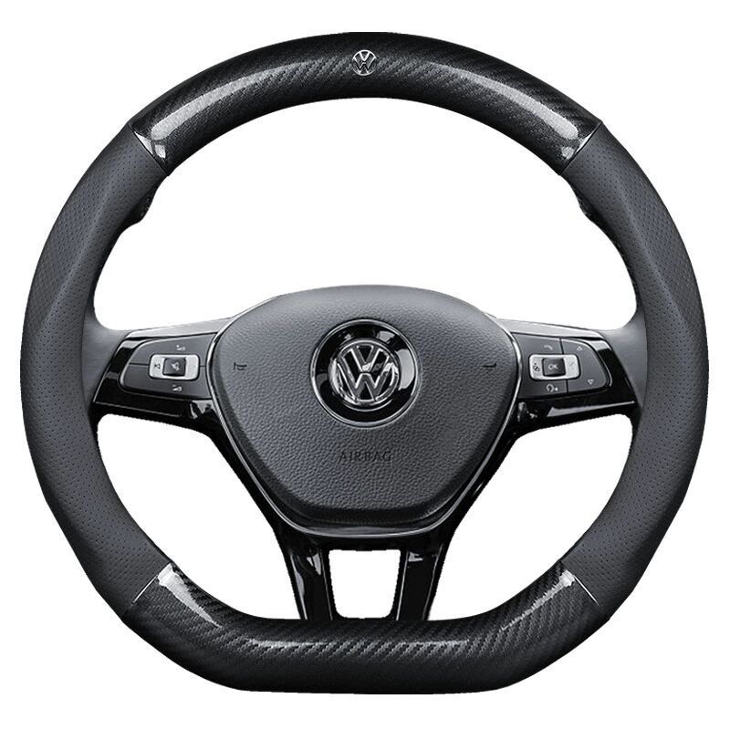 غطاء عجلة القيادة المتوسطة للسيارة من الجلد المصنوع من الألياف الدقيقة 14.5 '' - 15 '' أسود 