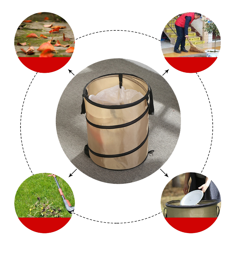 سلة مهملات قابلة للطي للتخييم والنزهات ، حقيبة قمامة كبيرة مزدوجة الطبقة الخارجية ، دلو حديقة
