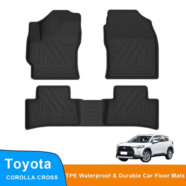 حصيرة أرضية TPE متوافقة مع Toyota Corolla Cross Waterproof & Dating All Protection Weather Care Car Etts ، Black