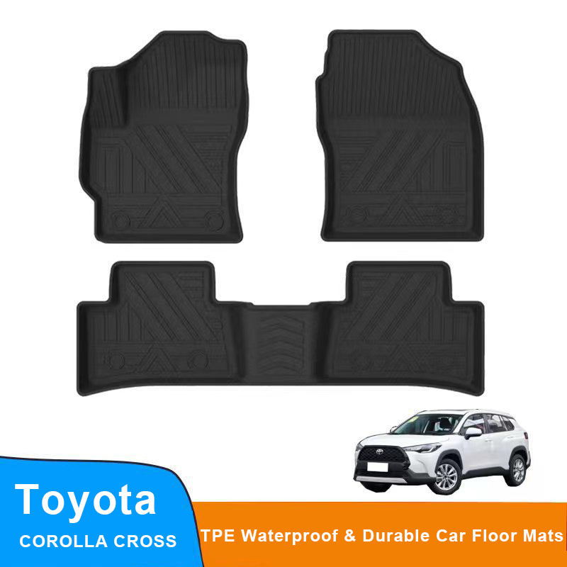 حصيرة أرضية TPE متوافقة مع Toyota Corolla Cross Waterproof & Dating All Protection Weather Care Car Etts ، Black