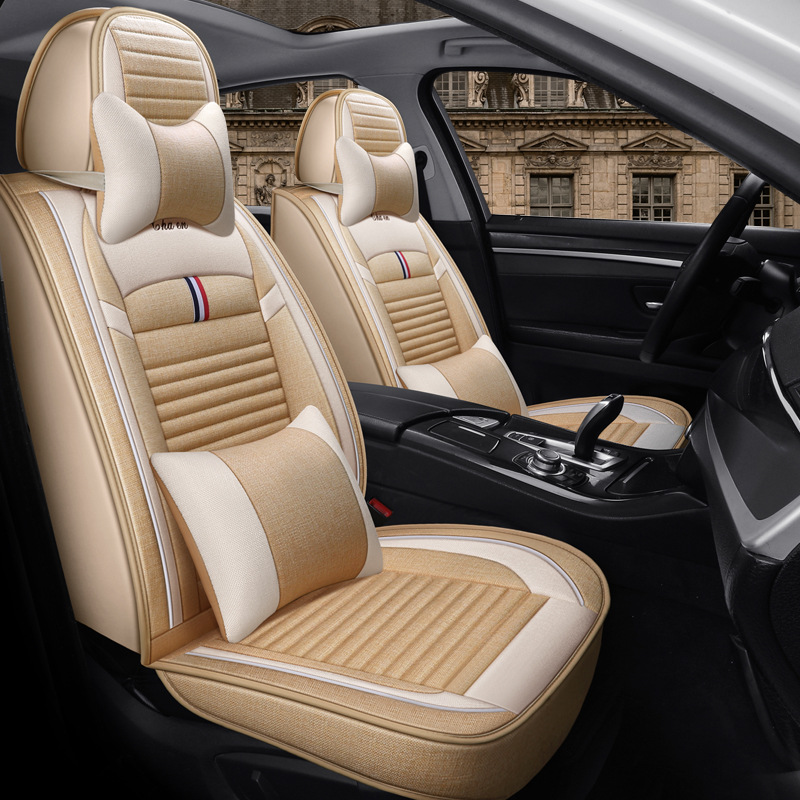 الكتان العالمي 5 مقاعد أغطية مقعد السيارة الحماية الكاملة 