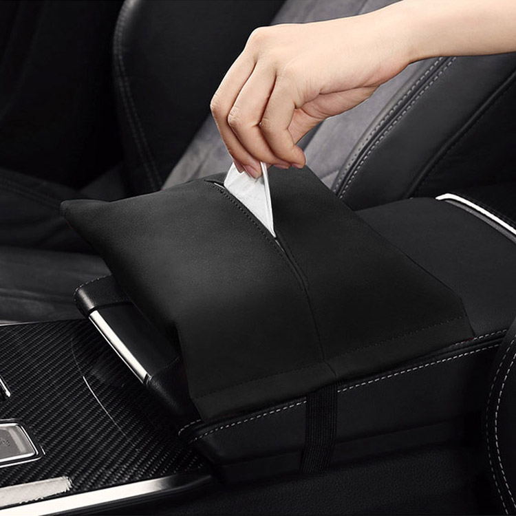 حامل أنسجة جلدية من Alcantara للسيارة المركزية صندوق مسند الذراعين للسيارة Sun Visor للمقعد الأسود بني مارون شنقا جودة منديل السيارة