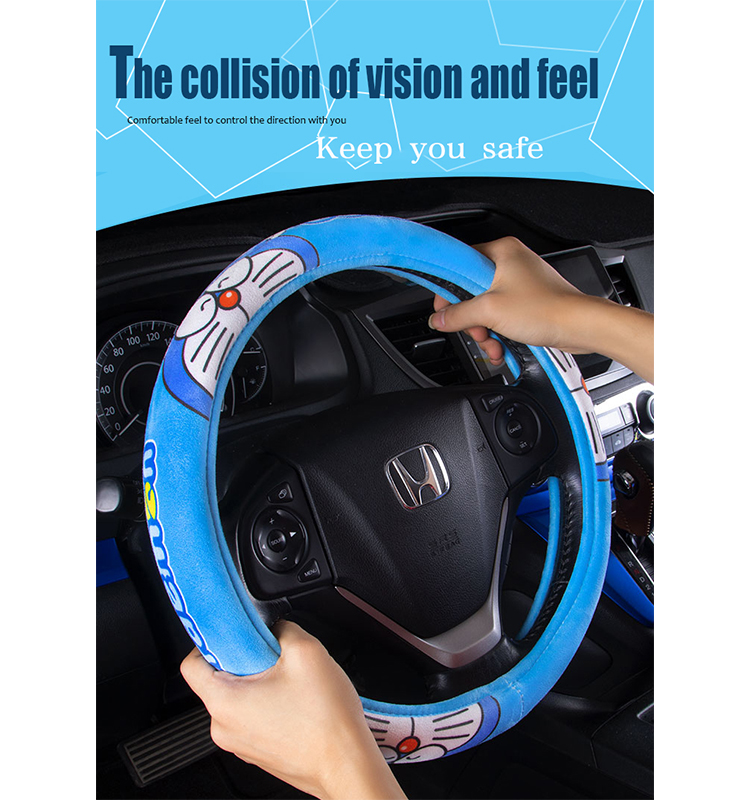 01 غطاء عجلة قيادة السيارة من القماش القطيفة للسيارات