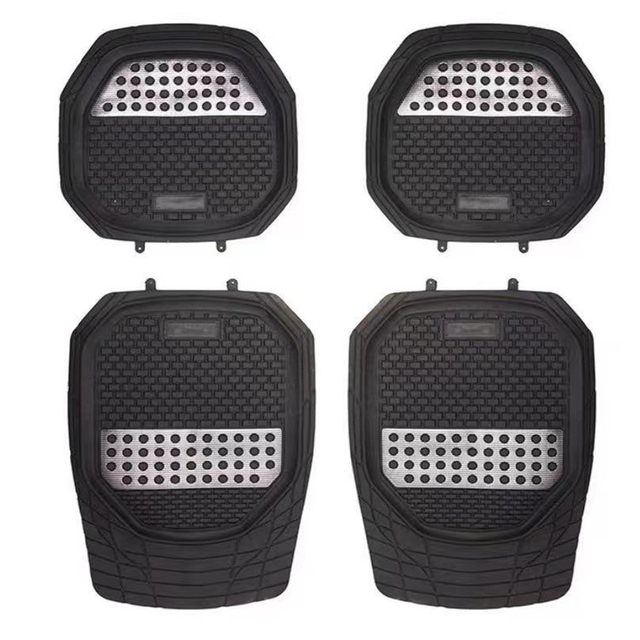 سجادات أرضية حوض الترتر من كينج كونج باللون الأسود والمطاط السميك PVC لحماية جميع الأحوال الجوية يناسب معظم السيارات وسيارات الدفع الرباعي والشاحنات ، 4 قطع