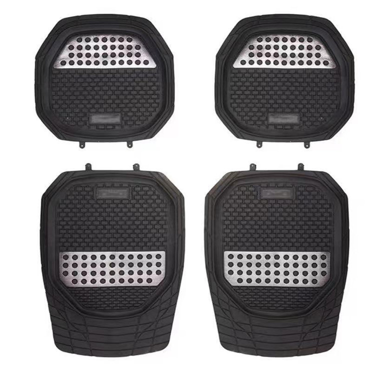 سجادات أرضية حوض الترتر من كينج كونج باللون الأسود والمطاط السميك PVC لحماية جميع الأحوال الجوية يناسب معظم السيارات وسيارات الدفع الرباعي والشاحنات ، 4 قطع