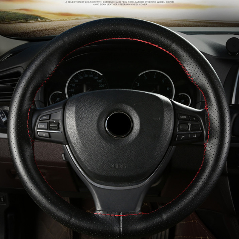 مجموعة الخياطة اليدوية غطاء عجلة القيادة من جلد البقر غطاء عجلة السيارة من الجلد الطبيعي واقي عجلة السيارة واقي عجلة السيارة عالمي مناسب للسيارة / السيارات