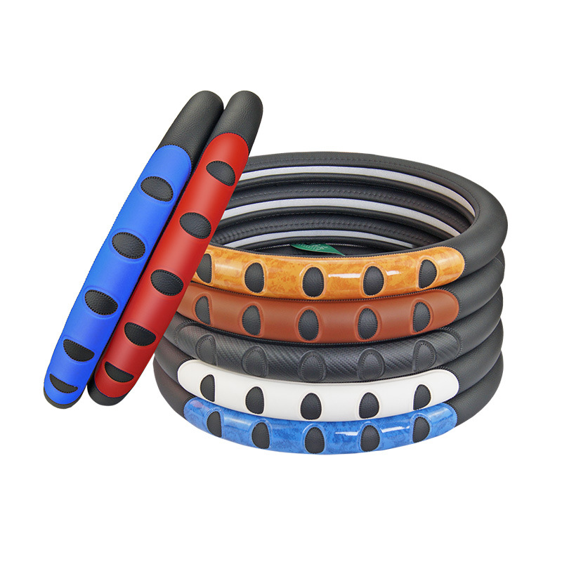 غطاء عجلة قيادة من الجلد مقاس 38 سم يناسب 98٪ سيارات ، تصميم مريح ومضاد للانزلاق