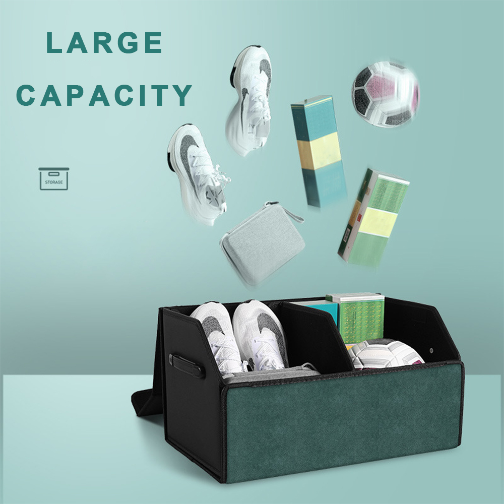 منظم صندوق السيارة ذو سعة كبيرة مصنوع من جلد PVC مع مادة الكانتارا الفاخرة الخفيفة مع صندوق تخزين مغناطيسي قوي للفتح والإغلاق بلونين