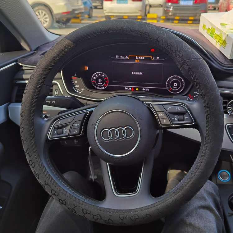  جميل أربعة فصول العام القطن والكتان النسيج وغطاء عجلة قيادة السيارة عالية الجودة عدم الانزلاق مع نمط التطريز
