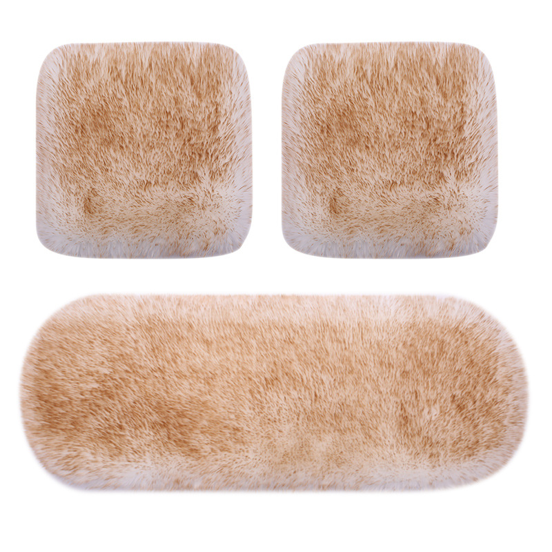  مجموعة كاملة من أغطية المقاعد ، قطعتان من وسادة مقعد السيارة الأمامية + قطعة واحدة من غطاء مقعد السيارة الخلفي ، وسادة مقعد شتوية بدون ظهر قطيفة ، وسادة سيارة ذات شعر قصير جديد ، قطعة واحدة من الصوف ، خمس قطع